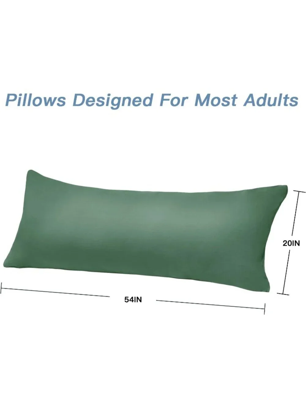 〽️Luxury Full Body Insert Fiber Cover Soft Long Bed Pillow Sage Green 20x54 inch